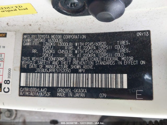 Toyota 4runner Limited 2014 JTEBU5JR9E5152050 Image 9