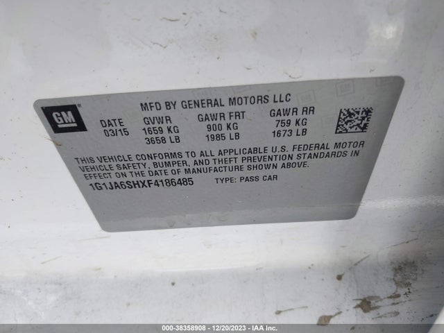Chevrolet Sonic Ls Auto 2015 1G1JA6SHXF4186485 Image 9