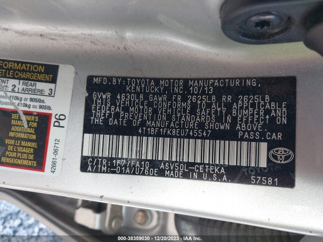 Toyota CAMRY L 2014 4T1BF1FK8EU745547 Image 9