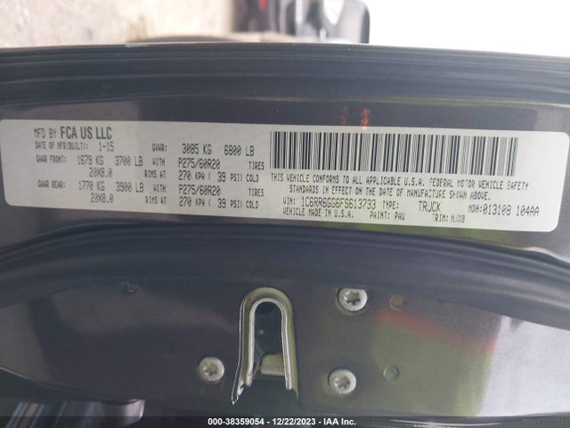 RAM 1500 Big Horn 2015 1C6RR6GG6FS613733 Image 9