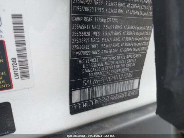 SALWR2FV6HA127249 Land Rover Range Rover Sport 3.0l V6 Supercharged Hse