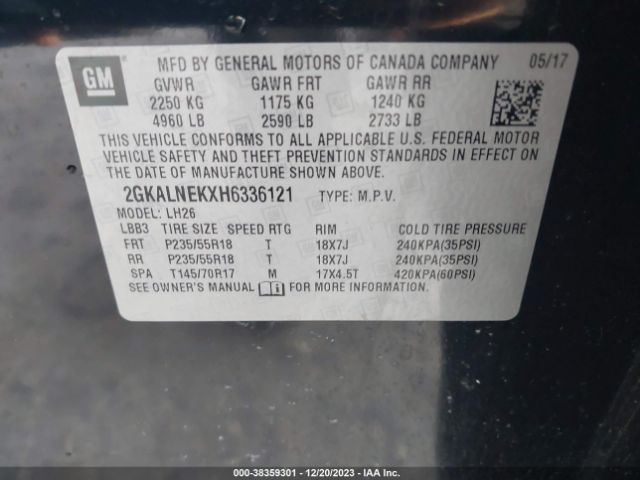 2GKALNEKXH6336121 GMC Terrain Sle-2