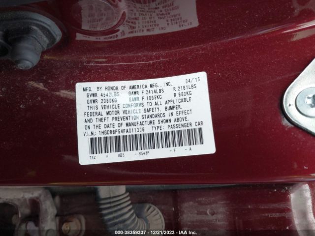 1HGCR6F54FA011306 Honda Accord Hybrid Ex-l