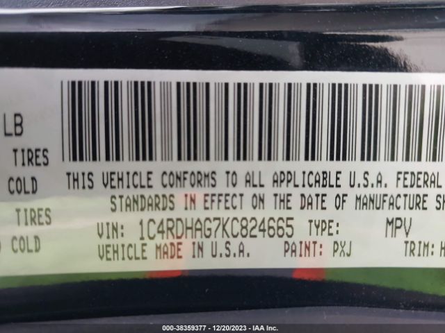 1C4RDHAG7KC824665 Dodge Durango Sxt Rwd