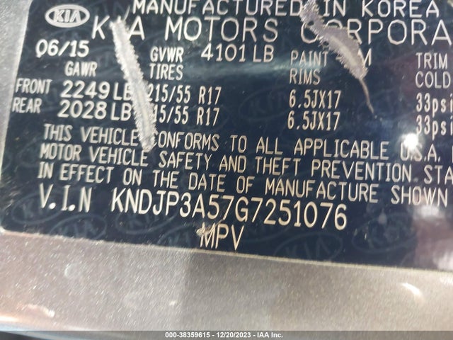 KIA SOUL + 2016 KNDJP3A57G7251076 Image 9