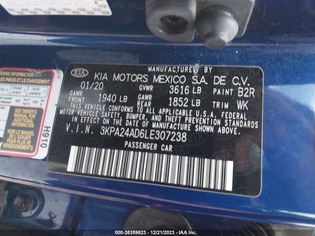2020 KIA RIO S VIN: 3KPA24AD6LE307238