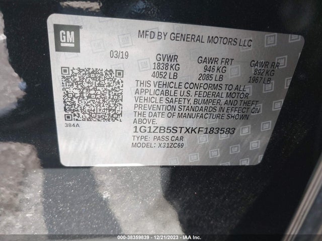 Chevrolet Malibu 1ls 2019 1G1ZB5STXKF183583 Image 9
