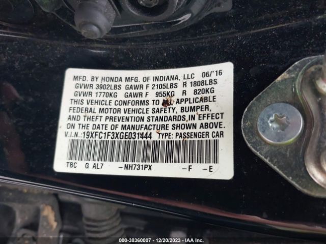 19XFC1F3XGE031444 Honda Civic Ex-t
