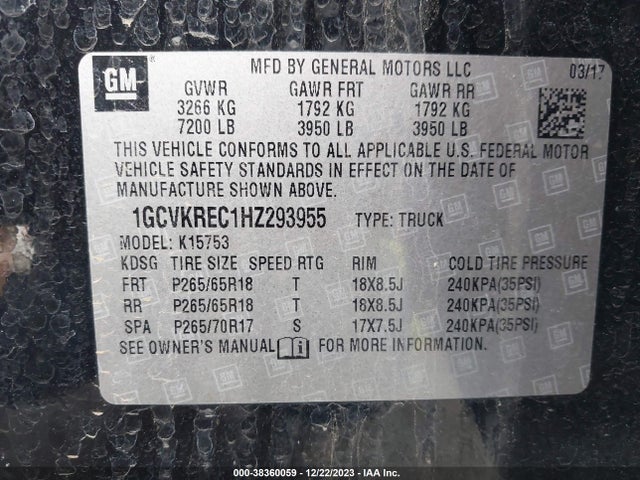 Chevrolet Silverado 1500 2lt 2017 1GCVKREC1HZ293955 Image 9
