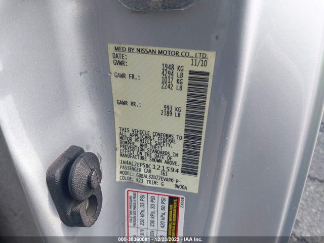 2011 NISSAN ALTIMA 2.5 S VIN: 1N4AL2EP5BC121594