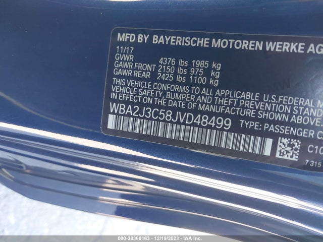 BMW 230i Xdrive 2018 WBA2J3C58JVD48499 Image 9