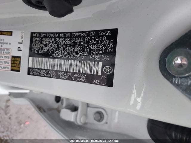 Toyota COROLLA SE 2022 JTND4MBE9N3179548 Image 9