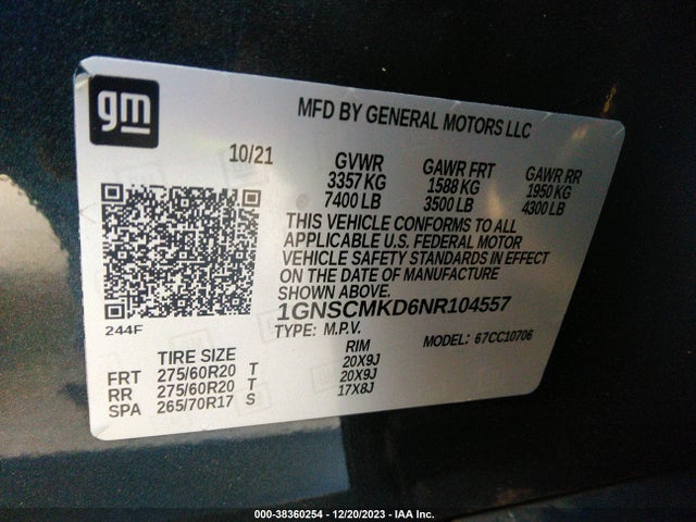 Chevrolet Tahoe 2wd Ls 2022 1GNSCMKD6NR104557 Image 9