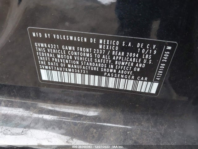 3VW6T7AU7KM036731 Volkswagen Golf Gti 2.0t Autobahn/2.0t Rabbit Edition/2.0t S/2.0t Se