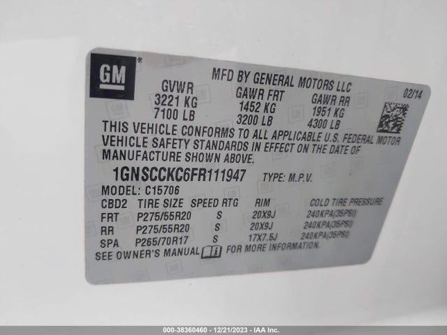 Chevrolet Tahoe Ltz 2015 1GNSCCKC6FR111947 Image 9