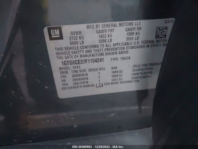 1GTG6CE37F1194241 GMC CANYON SLT