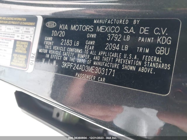 KIA Forte Lxs 2021 3KPF24AD3ME303171 Image 9