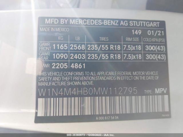 W1N4M4HB0MW112795 Mercedes-Benz Glb 250 4matic