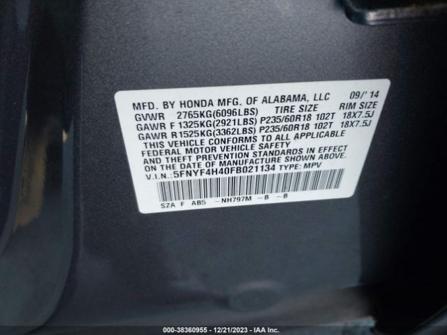 5FNYF4H40FB021134 Honda Pilot Ex