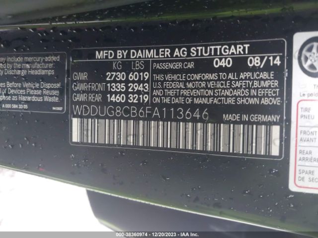 WDDUG8CB6FA113646 Mercedes-Benz S 550