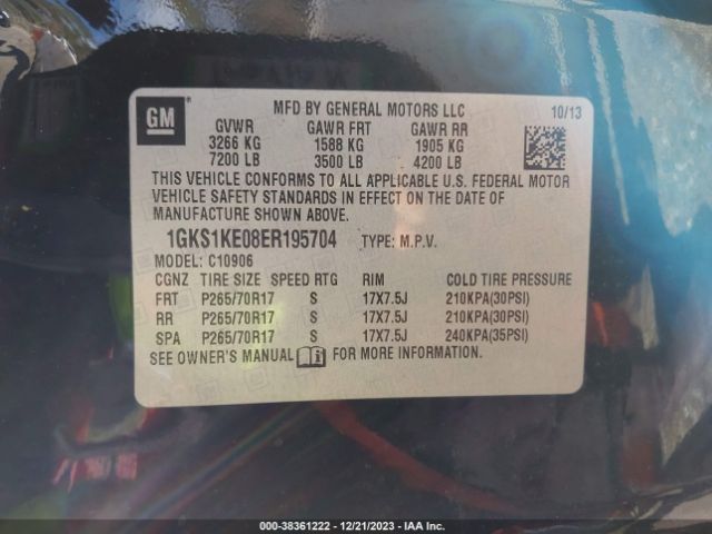 1GKS1KE08ER195704 GMC Yukon Xl 1500 Slt