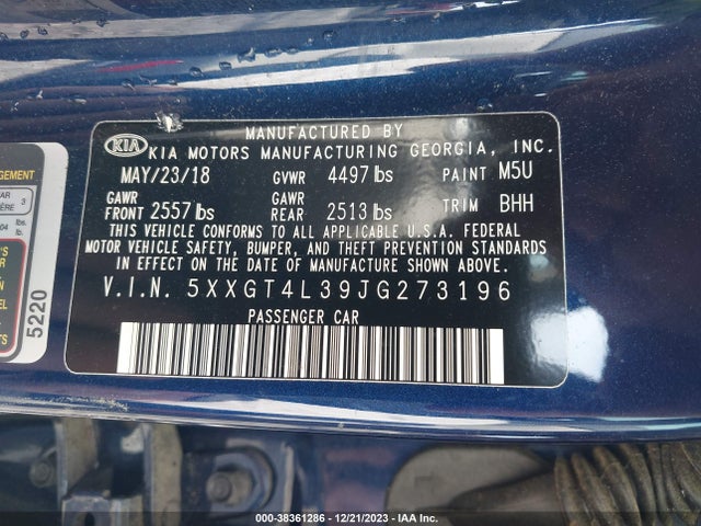 KIA Optima Lx 2018 5XXGT4L39JG273196 Image 9