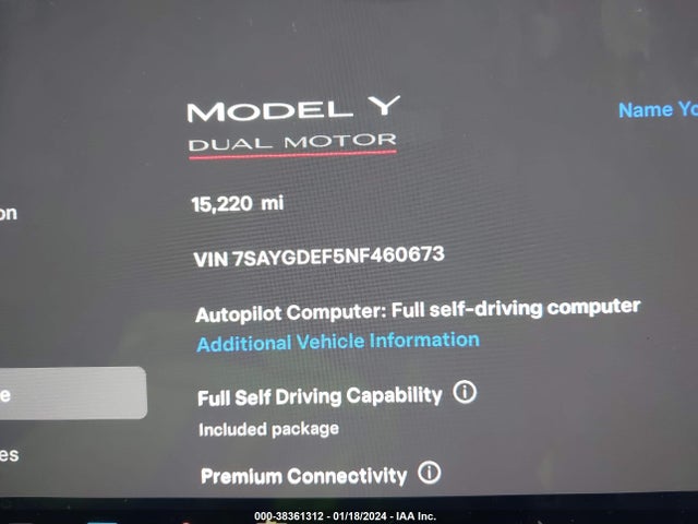 7SAYGDEF5NF460673 Tesla Model Y Performance Dual Motor All-wheel Drive