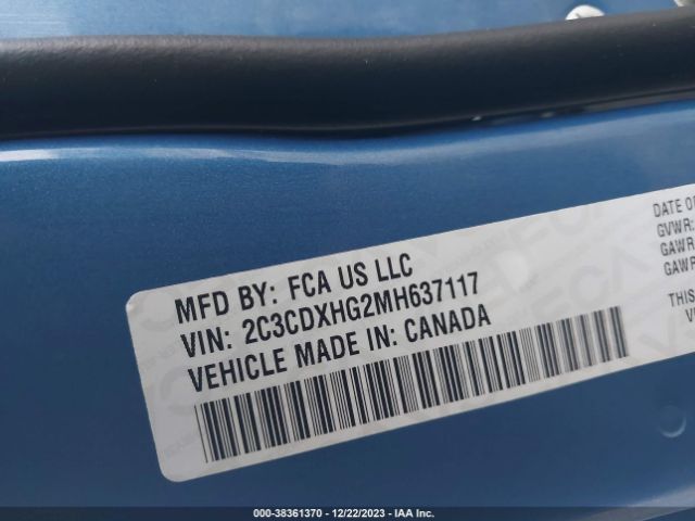 2C3CDXHG2MH637117 Dodge Charger Gt Rwd