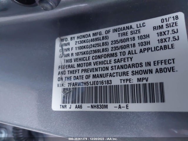 Honda CR-V EX 2018 7FARW2H51JE016183 Image 9