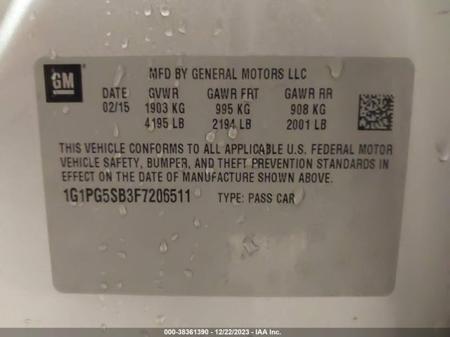Chevrolet CRUZE LTZ 2015 1G1PG5SB3F7206511 Image 9