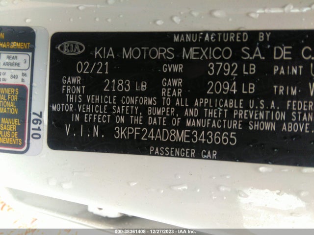 KIA Forte Lxs 2021 3KPF24AD8ME343665 Image 9