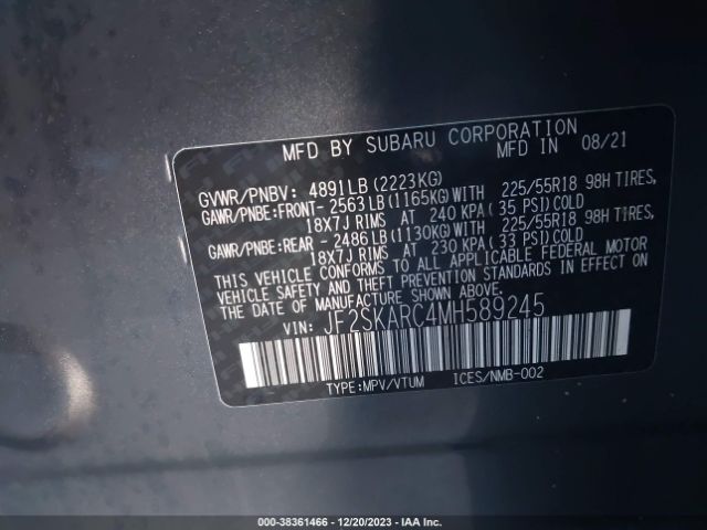 2021 SUBARU FORESTER JF2SKARC4MH589245 Photo 8