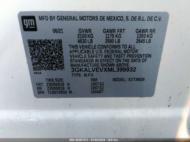 3GKALVEVXML399932 GMC Terrain Awd Slt