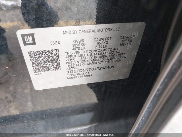Chevrolet MALIBU LT 2018 1G1ZD5ST0JF238485 Image 9