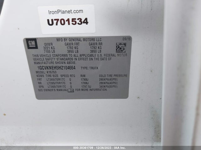 Chevrolet Silverado 1500 Wt 2017 1GCVKNEH5HZ104664 Image 9