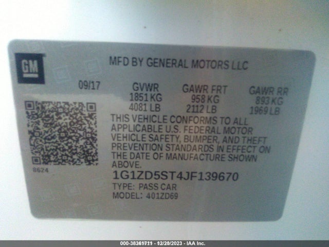 Chevrolet MALIBU LT 2018 1G1ZD5ST4JF139670 Image 9