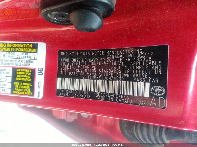 Toyota COROLLA LE 2018 2T1BURHE1JC979200 Image 9