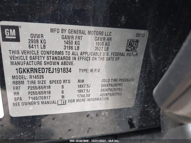 GMC Acadia Sle-1 2014 1GKKRNED7EJ191834 Image 9