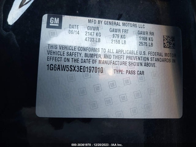 Cadillac Cts Standard 2014 1G6AW5SX3E0197010 Image 9