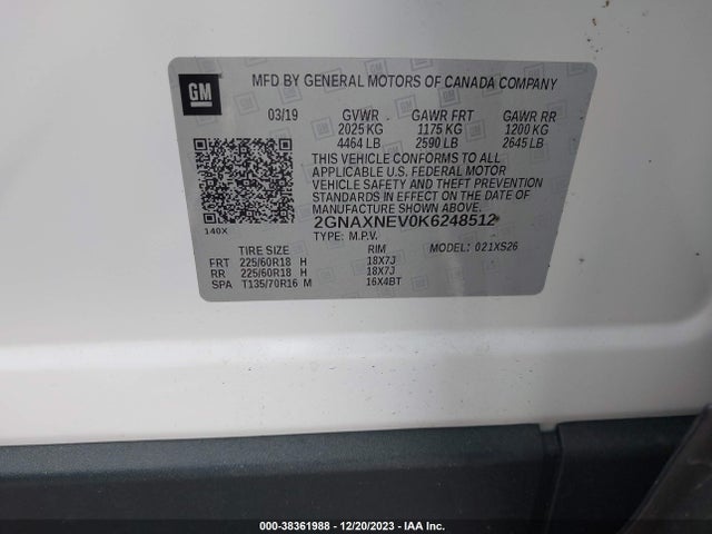 Chevrolet Equinox Premier 2019 2GNAXNEV0K6248512 Image 9