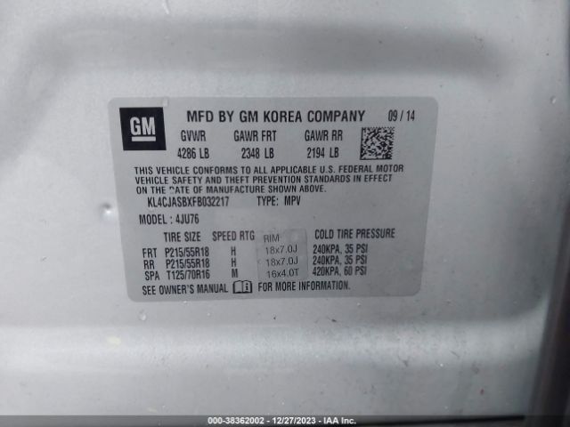 KL4CJASBXFB032217 Buick Encore