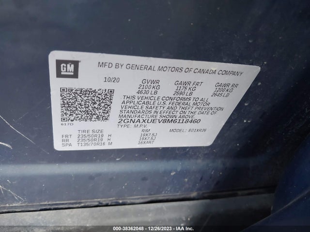 Chevrolet Equinox Awd Lt 2021 2GNAXUEV8M6118460 Image 9