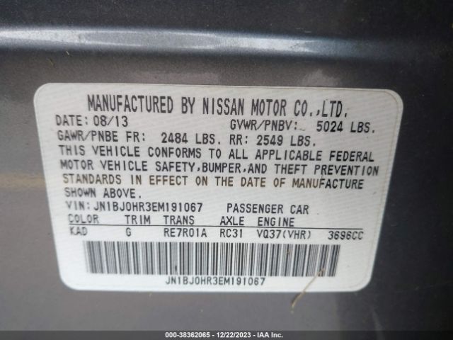 JN1BJ0HR3EM191067 Infiniti Qx50 Journey