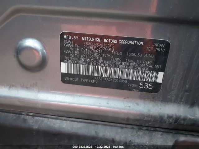 JA4AS3AA2KZ014059 Mitsubishi Eclipse Cross Es