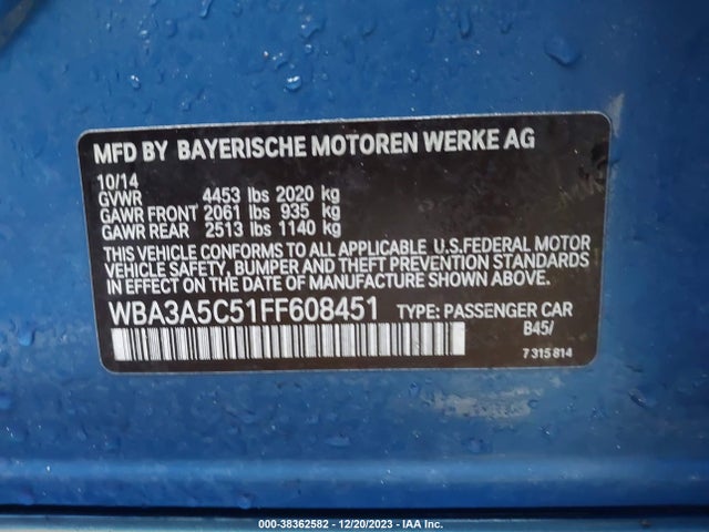 BMW 328I 2015 WBA3A5C51FF608451 Image 9