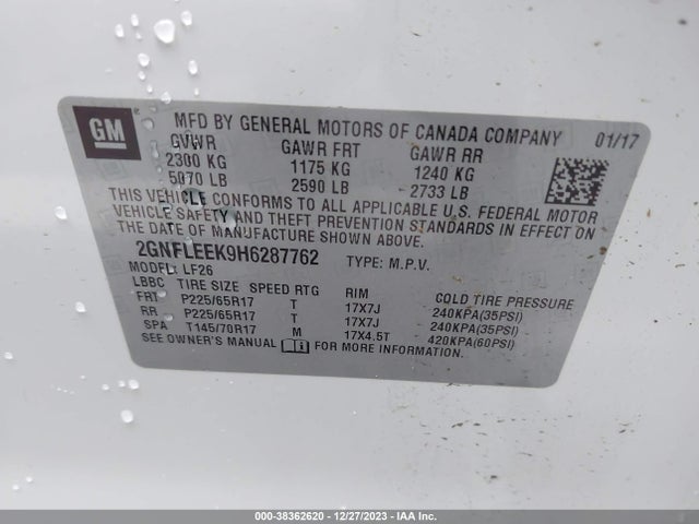 Chevrolet EQUINOX LS 2017 2GNFLEEK9H6287762 Image 9