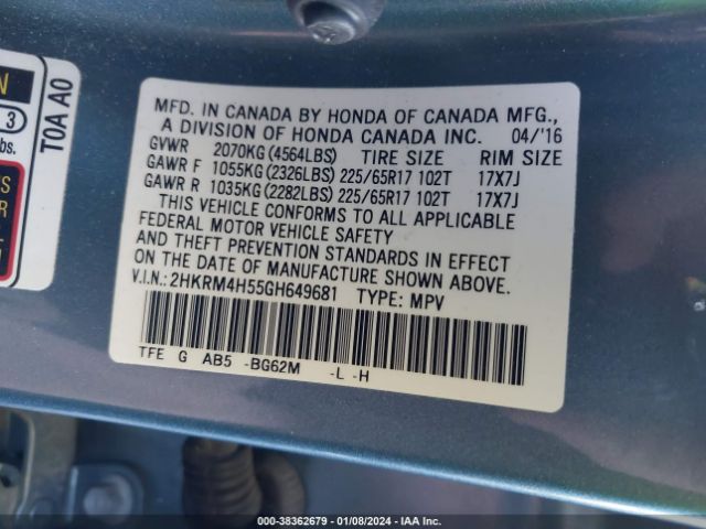 2HKRM4H55GH649681 Honda CR-V EX