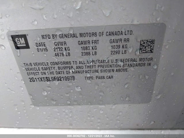 Chevrolet Impala 1fl 2015 2G11X5SL9F9210978 Image 9
