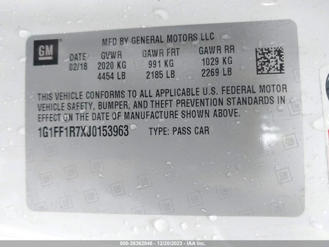 Chevrolet Camaro 1ss 2018 1G1FF1R7XJ0153963 Image 9