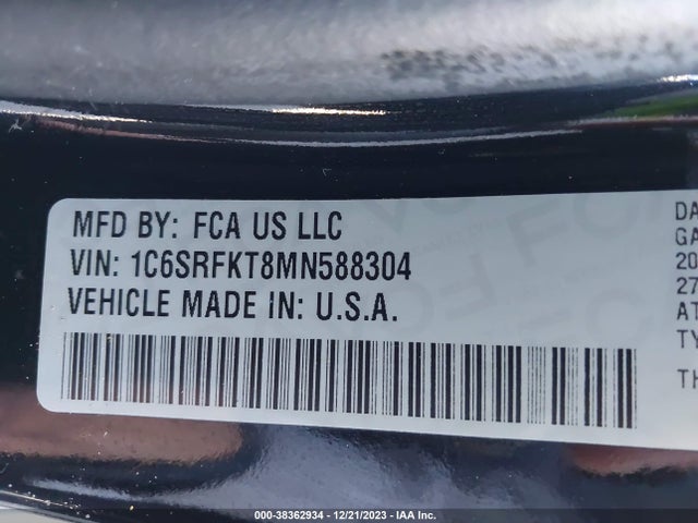 1C6SRFKT8MN588304 RAM 1500 Limited Longhorn  4x4 5'7 Box